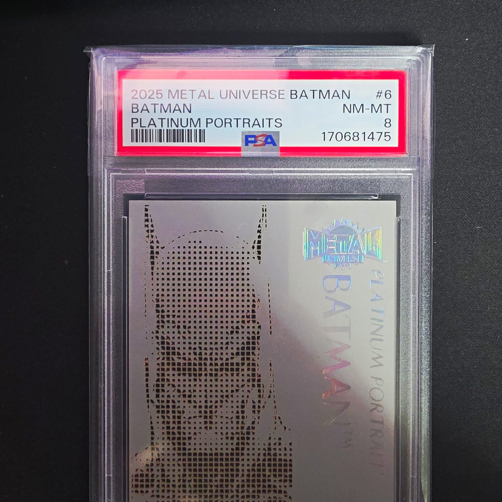 SkyBox 2025 Metal Universe Batman Platinum Portraits PP-6 PSA 8 Cert 170681475