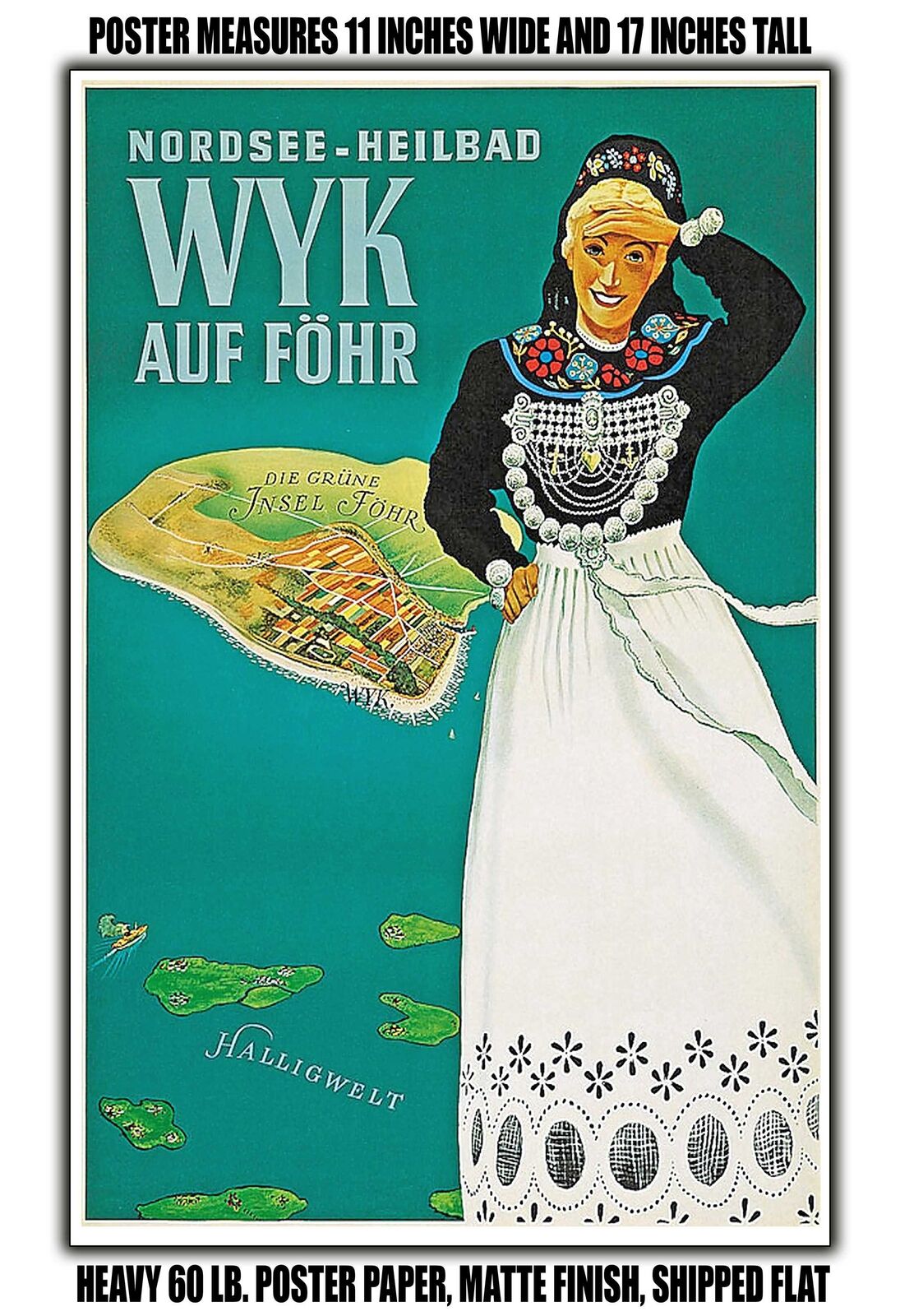 11x17 POSTER - 1952 North Sea health resort Wyk auf Fohr Hallig world