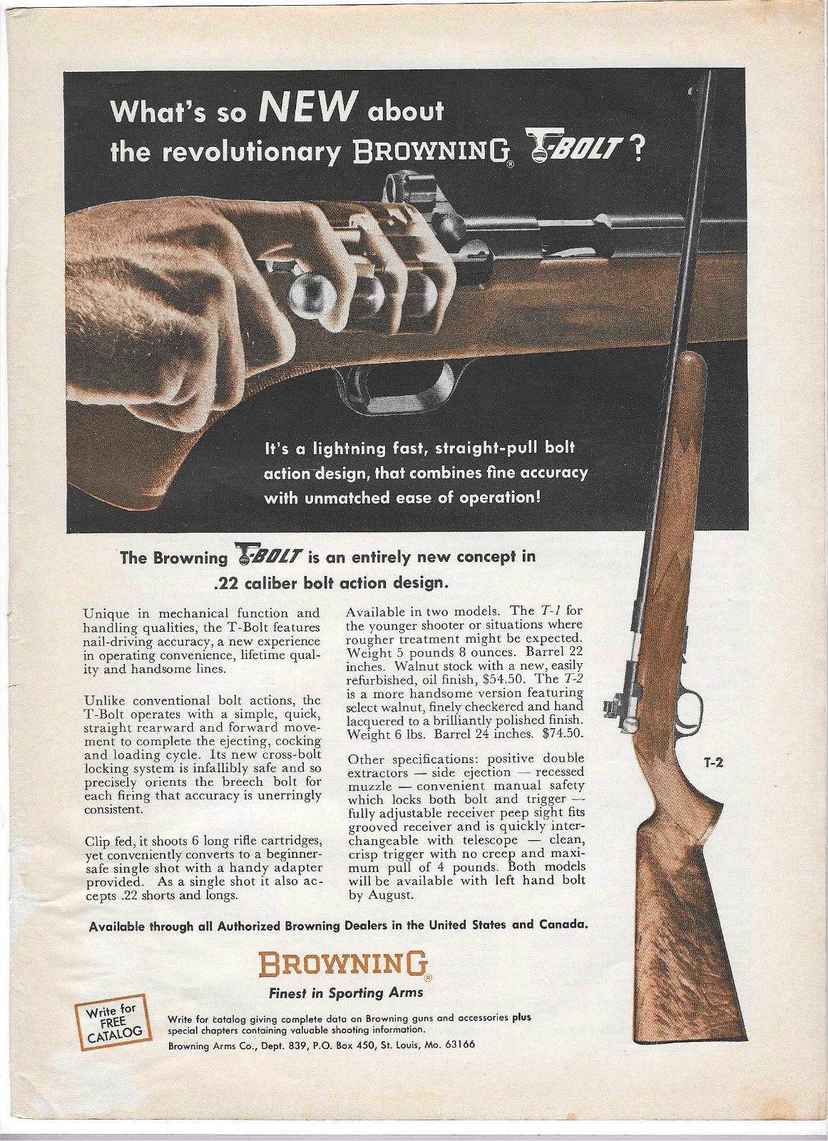 1966 Browning Arms Company Guns Firearms Accessories Vintage Print Advertisement