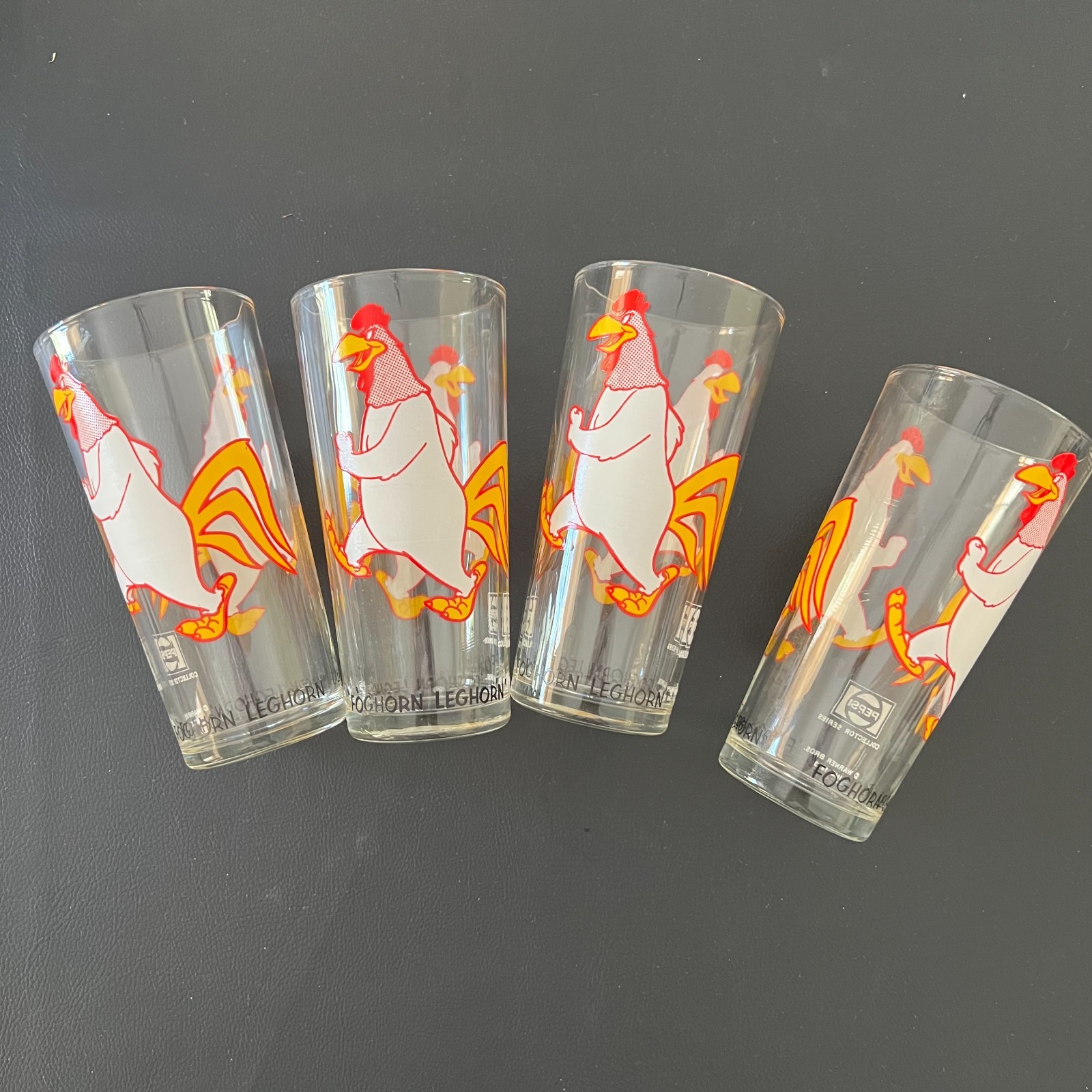 Vintage 1973 Pepsi Collector Series Looney Tunes Foghorn Leghorn Glass Set of 4