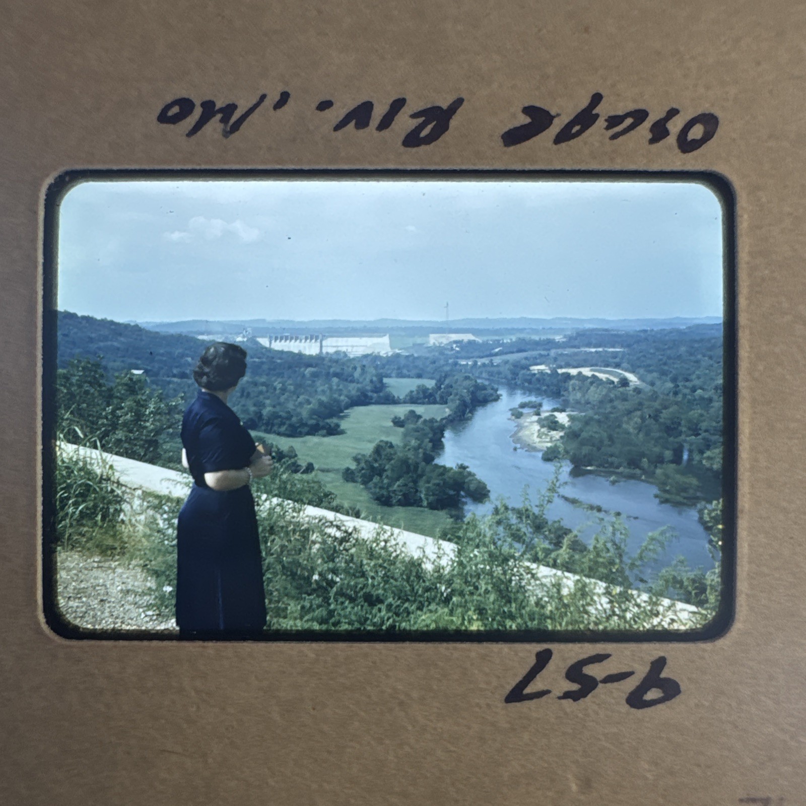 1957 Red Border Osage River Missouri Overlook 35mm Slide