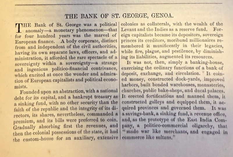 1871 Bank of St. George Genoa Italy illustrated 1871 Bank of St. George Genoa Italy illustrated