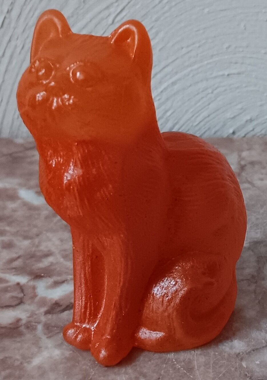Solid Glass Sitting Kitty Cat Kitten Airbrushed Dark Orange - Mosser USA