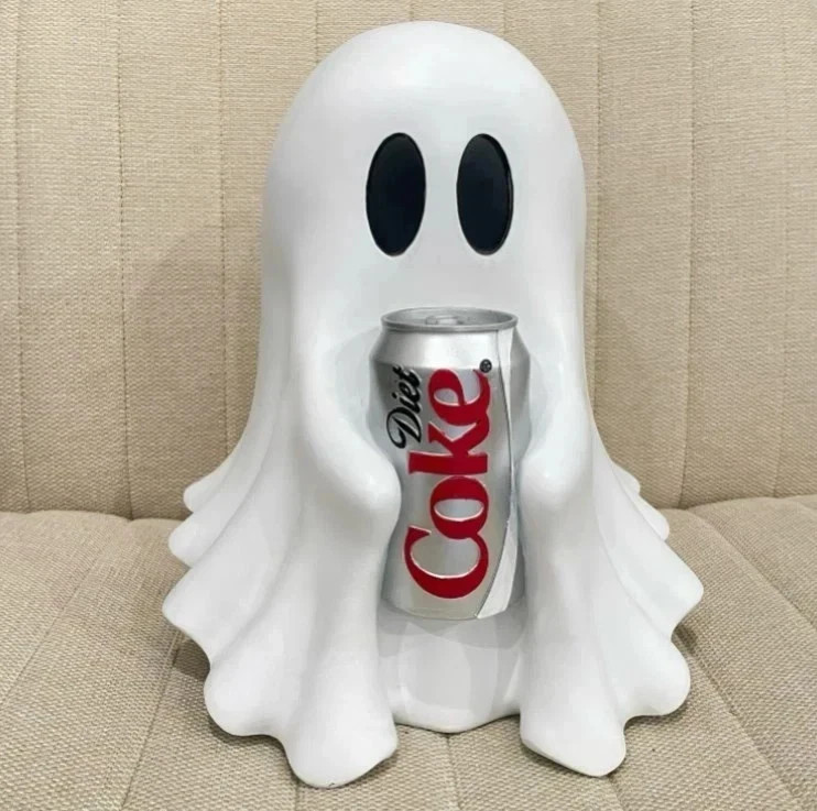 New COCA-COLA Ghost Figurine Holding Diet Coke Can Halloween No drinks