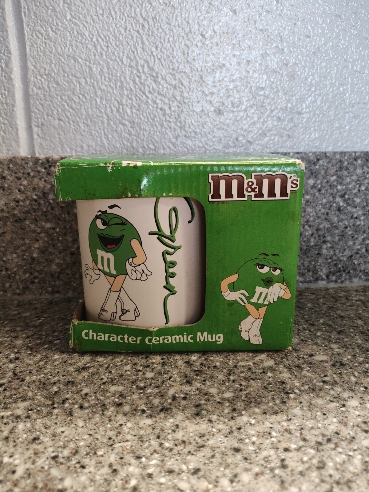 M&M\'s Green Collectible Character Ceramic Mug Hot Chocolate Coffee Cup 2012 RARE