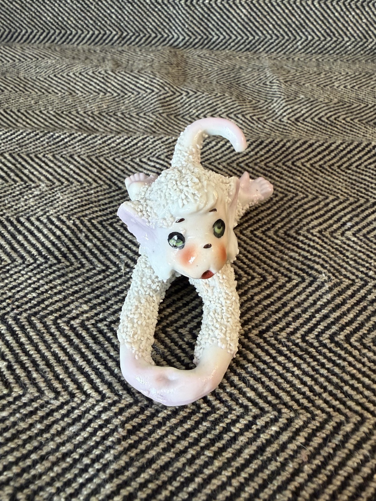 Vintage Porcelain Sugar Textured Hanging Spaghetti Monkey Japan Anthropomorphic