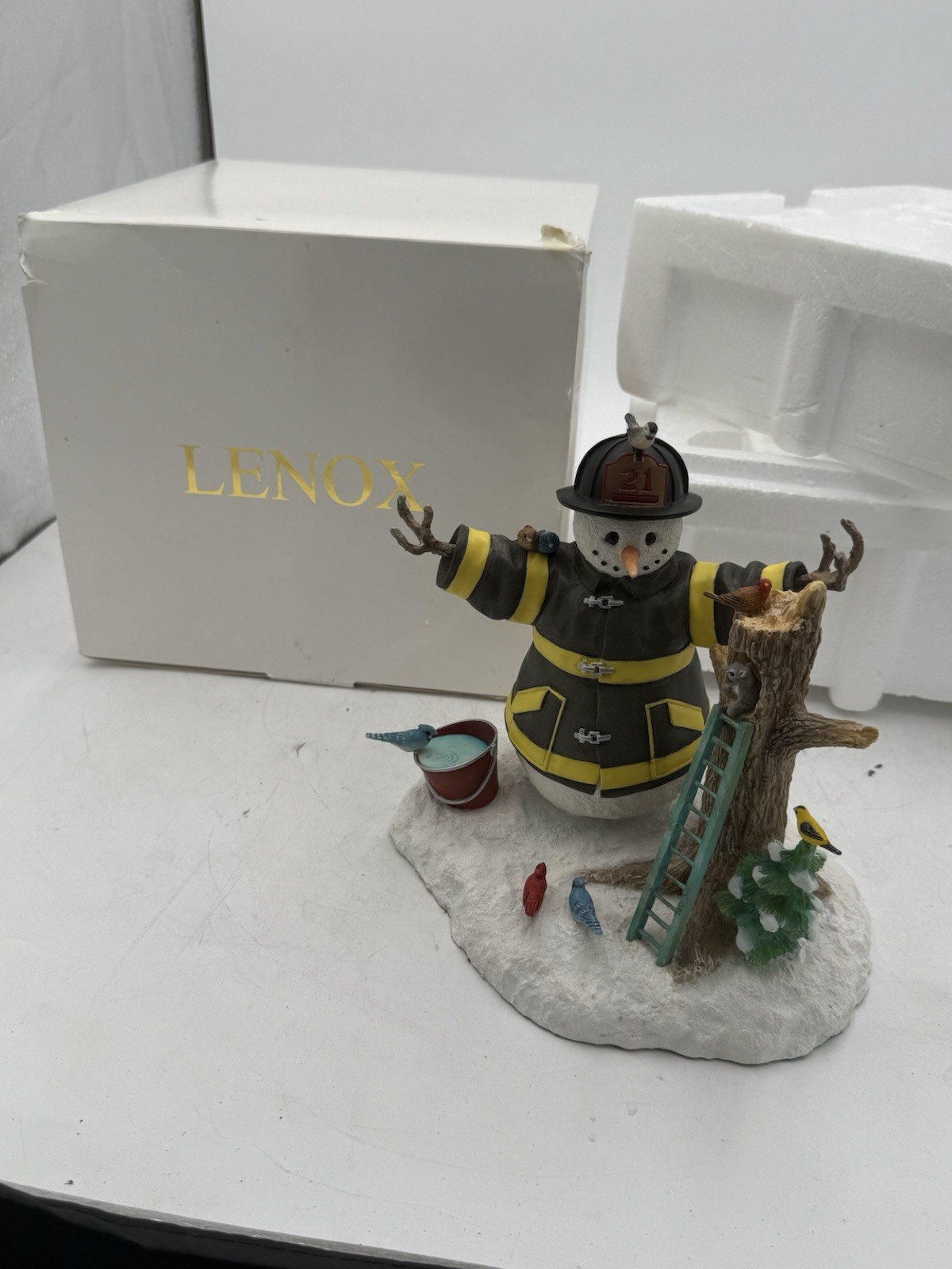 ⛄️Lenox Lynn Bywaters Friendly Fireman Snowman Statue☃️