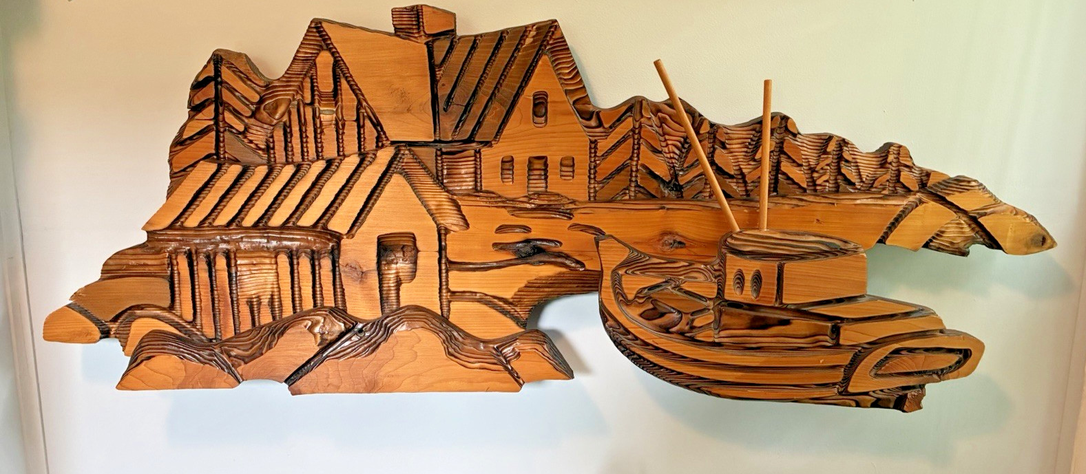 MCM Large Witco Wall Art Harbor Rare Village/Fishing Wharf with Paper Tag
