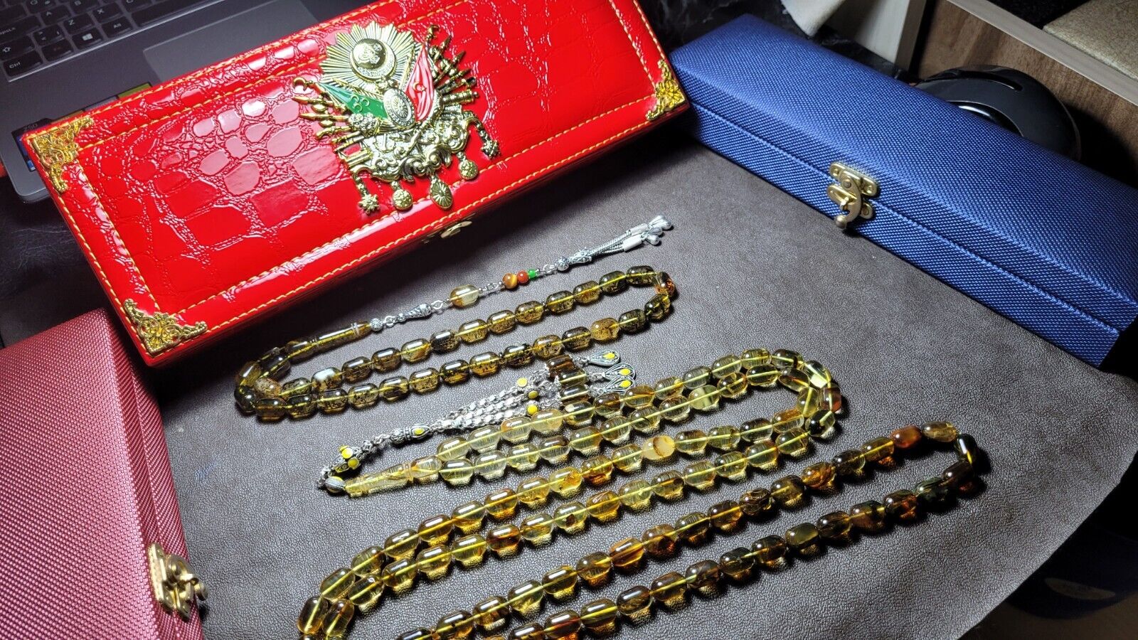 Natural Amber Prayer Beads, Muslim Kehribar Tesbih, Amber Misbaha, XL - 148 gr