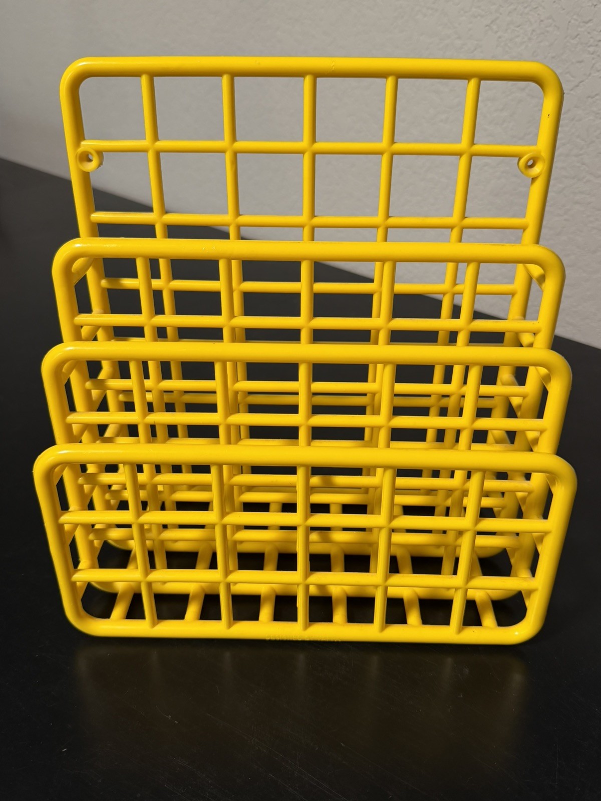 Vintage 1983 YAFFA Yellow Plastic Organizer Shelf Mini Catch All Wall Mount 