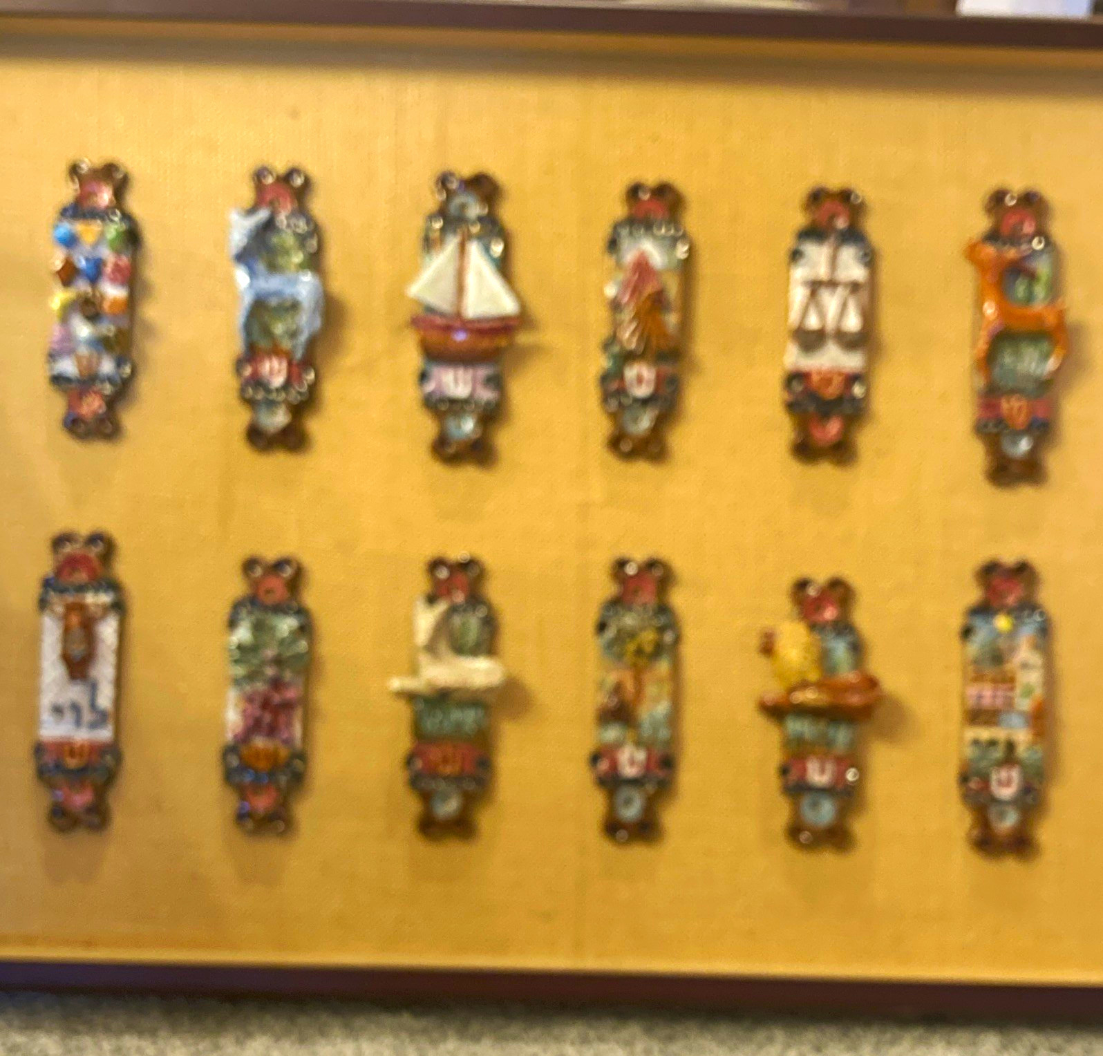 Set of 12  tribes of Israel Judaic Mezuzah Cases by Chaya Magal Ein Hod.