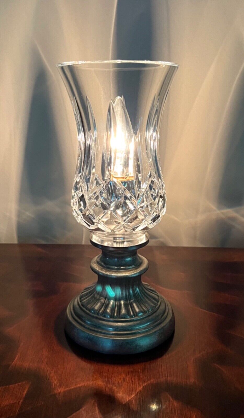 Vintage WATERFORD Crystal 11 Inch LISMORE Electric HURRICANE Lamp Rare HTF