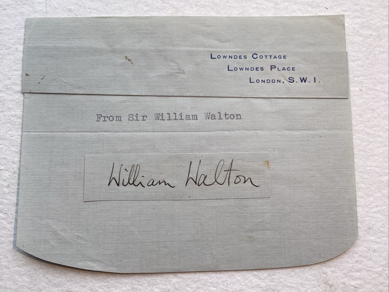 (Sir) William Walton (1903-1983) Composer Bold Autographed His Own Stationary