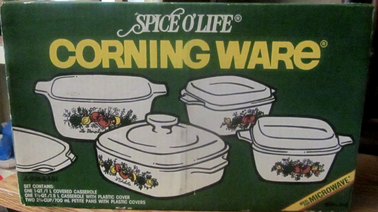 Vintage Corning Ware Spice O Life 8 piece Set. A-908-8-MH. New Old Stock**NOS**