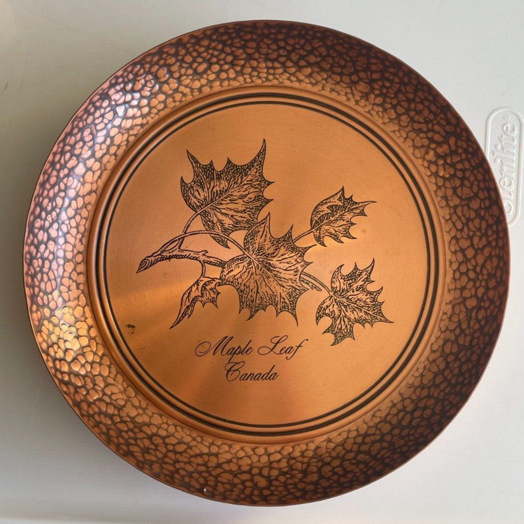 Maple Leaf CANADA Solid Copper Fantasy Tray Dish Vintage Travel Souvenir SAVE10%