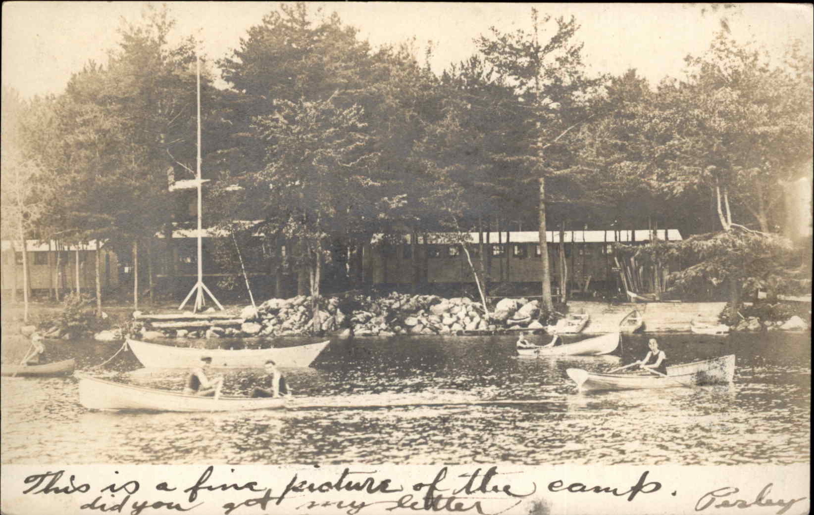 Lakeport NH Cancel - Boating & Shorefront Bldg 1906 Real Photo Postcard