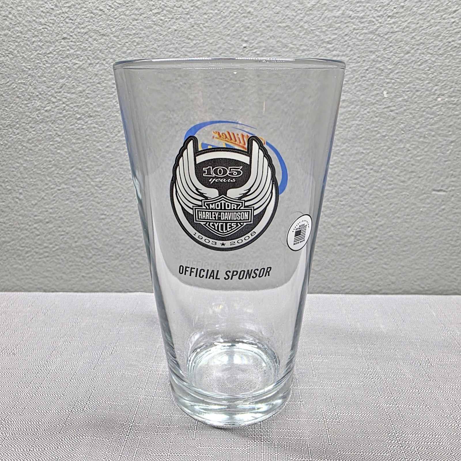 Harley Davidson Miller Lite Bike Week 2008 Glass, 105 Years 1903-2008