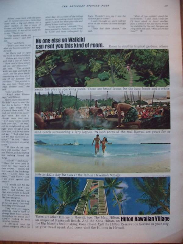 1972 Hilton Hawaiian Village Hotel Ad