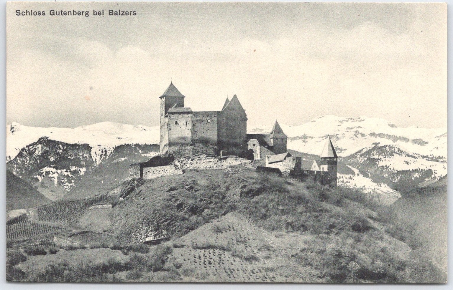Vintage Schloss Gutenberg Balzers Liechtenstein Castle Mountain Postcard