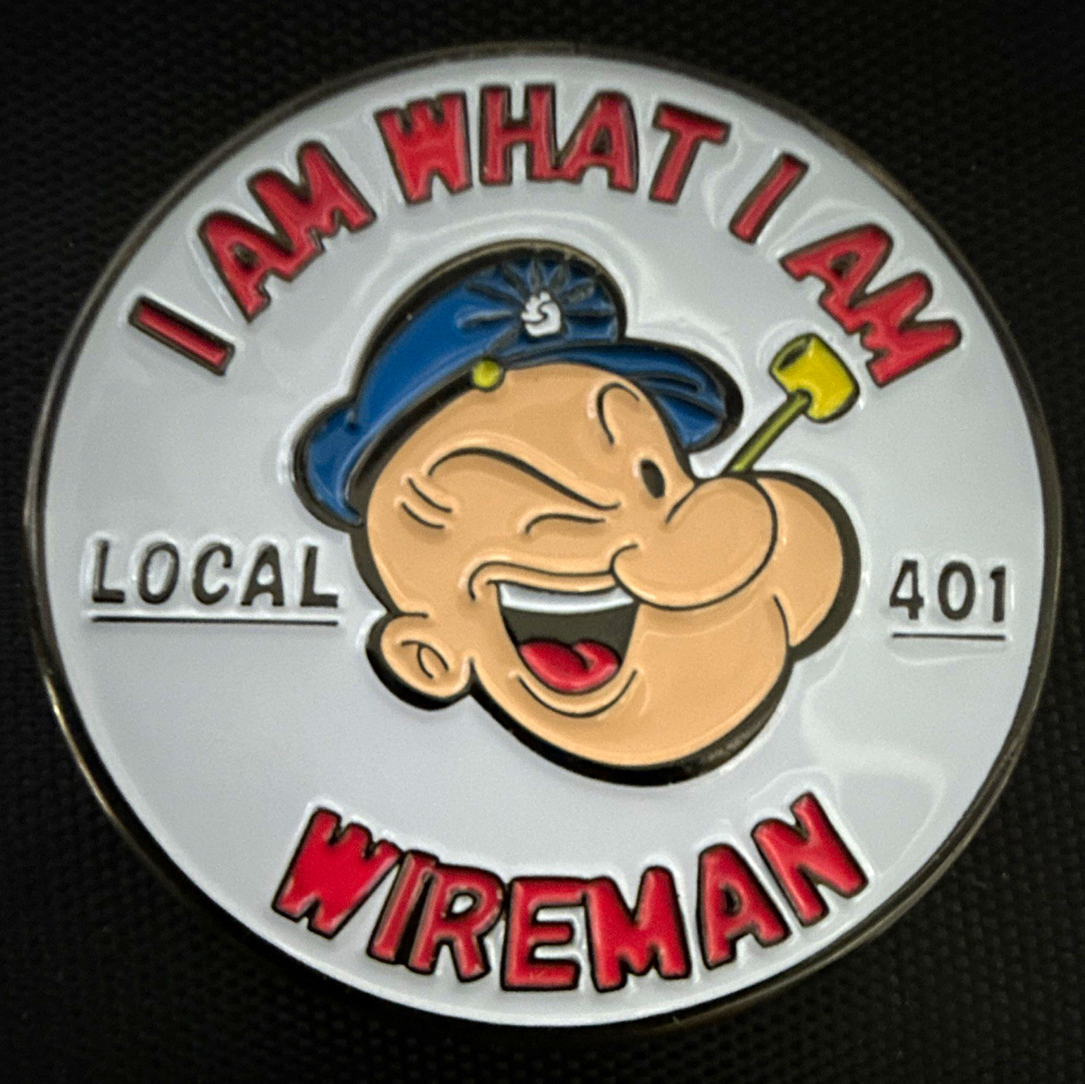 IBEW Local 401 “I Am What I Am” Wireman trade union challenge coin