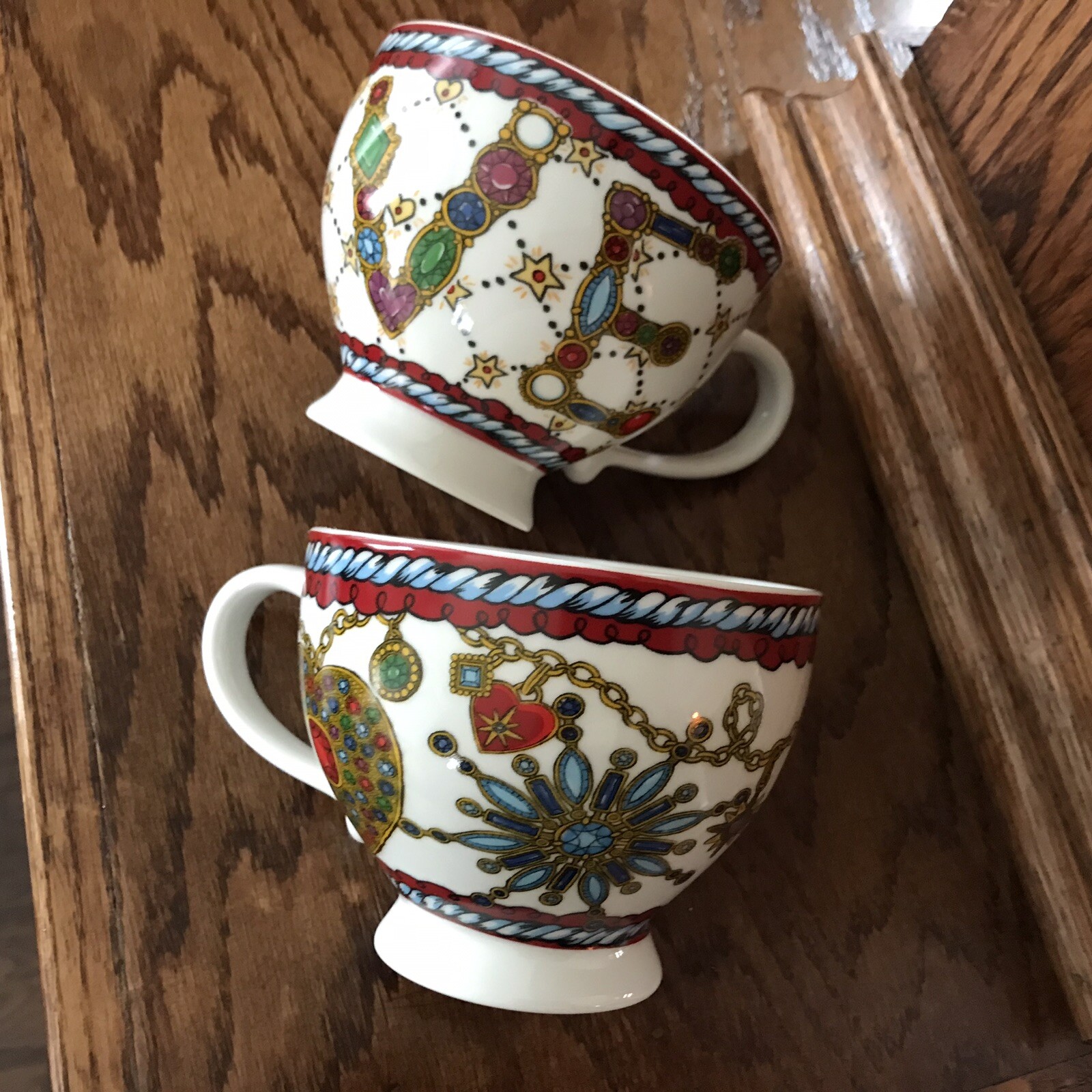 BRIGHTON Stunning Set 2 Coffee Cups Jewels Love Tea Mugs Valentine Christmas NEW BRIGHTON Stunning Set 2 Coffee Cups Jewels Love Tea Mugs Valentine Christmas NEW