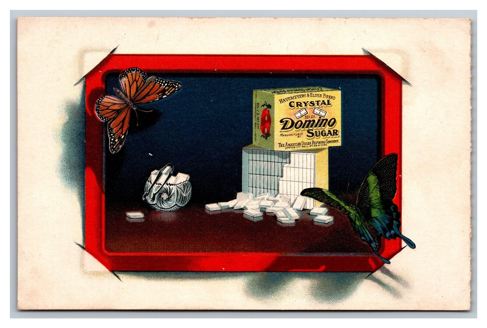 Postcard Advertising Havemeyers & Elder Brand Crystal Domino Sugar Butterflies
