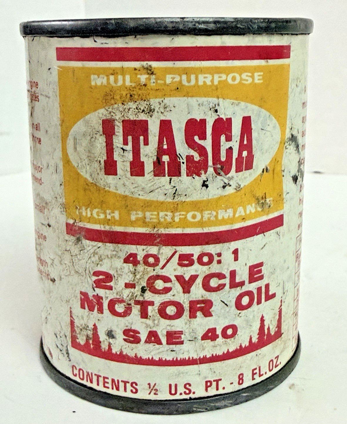 Itasca 2 Cycle Motor Oil Can 8oz Full Sealed NOS Westland Oil Minot ND Vintage