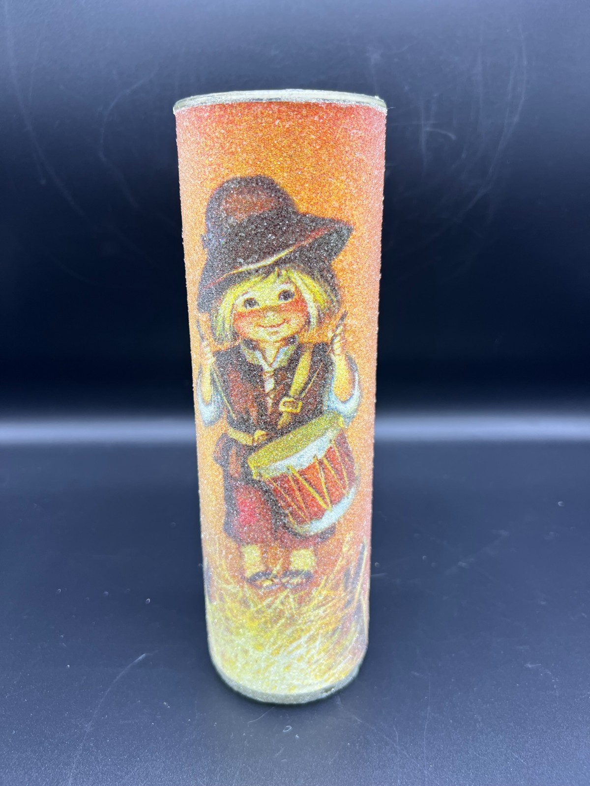True Vintage Sugar Frosted Pillar Candle Christmas Drummer Boy 9\