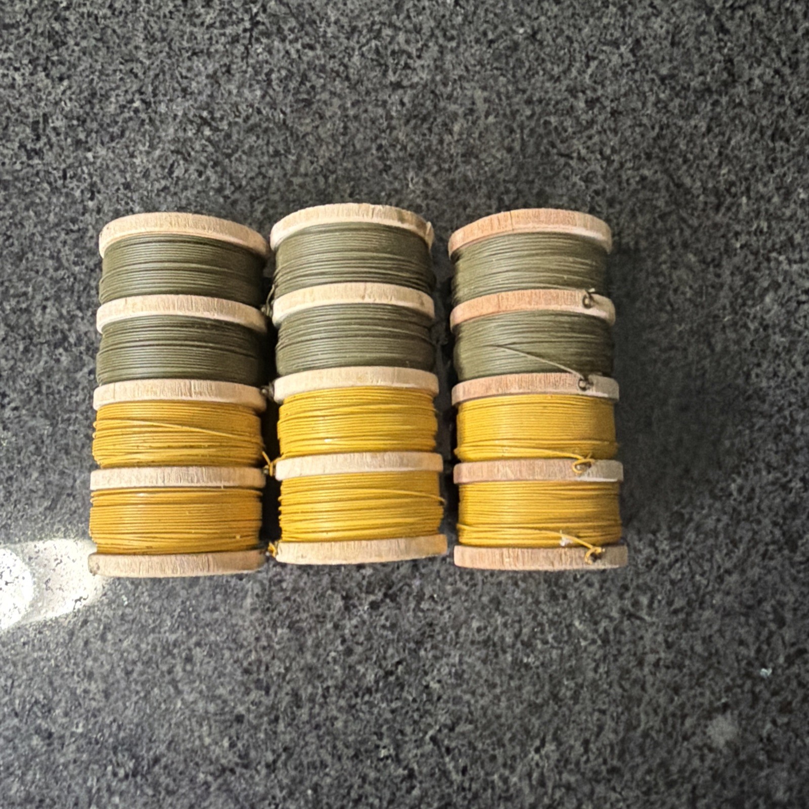 New Lot Of 3 Vintage Rolll Of Military Trip Wire Green And Yellow Old Stock New Lot Of 3 Vintage Rolll Of Military Trip Wire Green And Yellow Old Stock