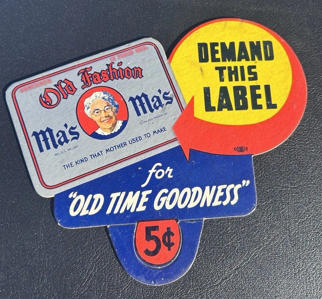 Vintage RARE Ma’s Root Beer Diecut Advertising Bottle Topper