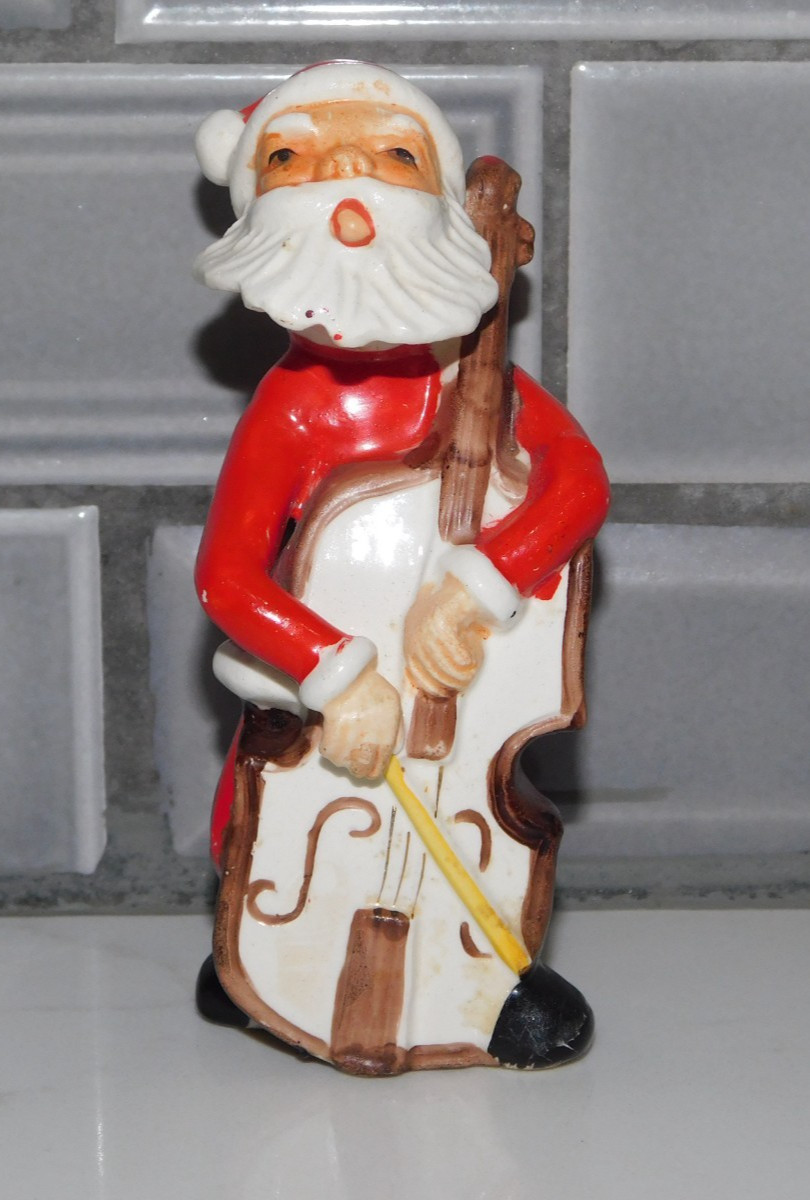 VTG THAMES HAND PAINTED JAPAN PORCELAIN SINGING SANTA CELLO