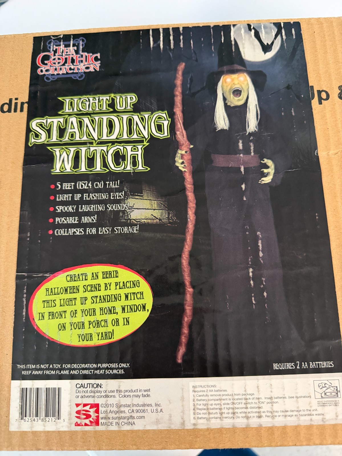 Sunstar Gothic Collection 5\' Halloween Standing Witch Decoration - Broken Finger