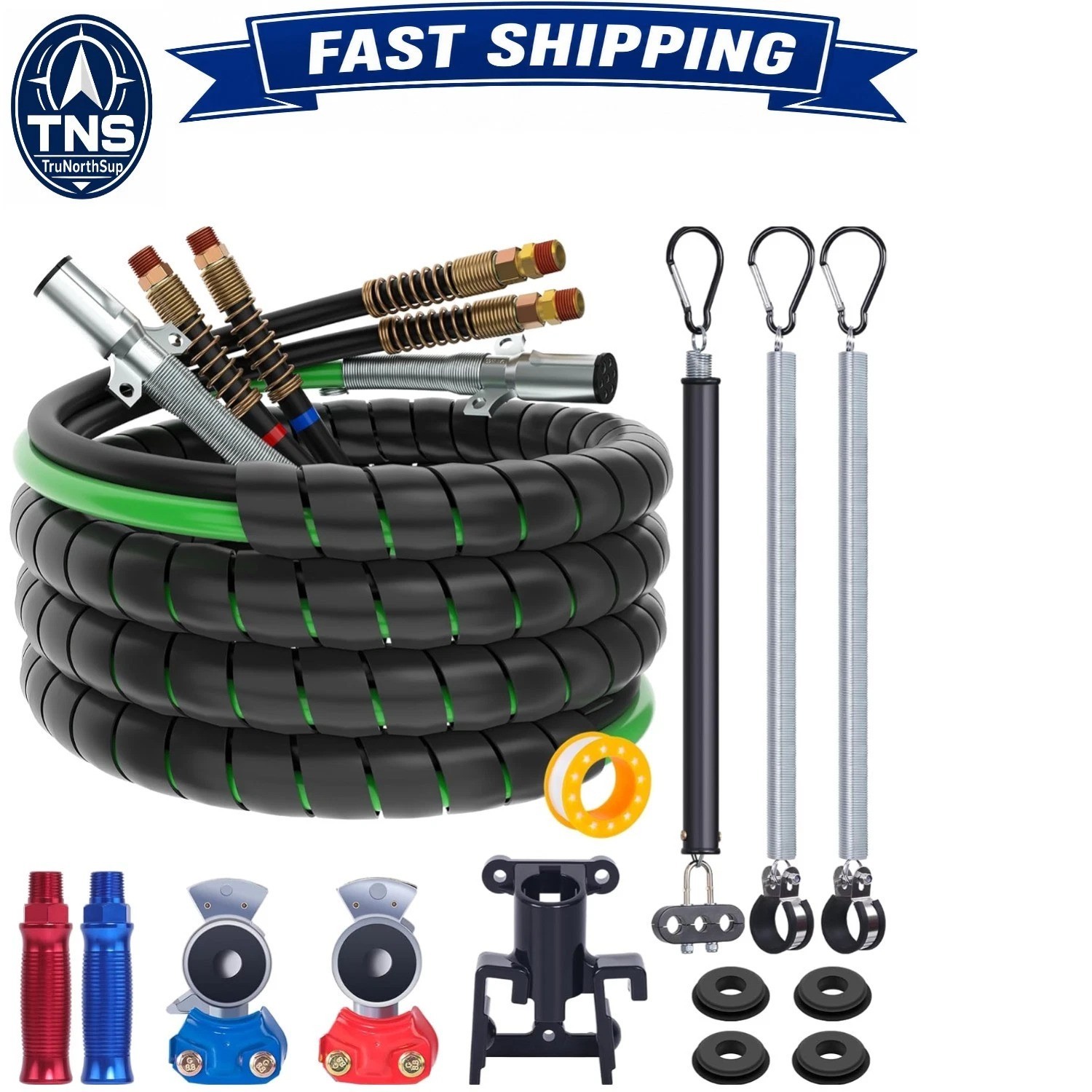 15FT Semi Truck Air Line Kit with Gladhands Springs Holders and 7-Way Trailer... 15FT Semi Truck Air Line Kit with Gladhands Springs Holders and 7-Way Trailer...