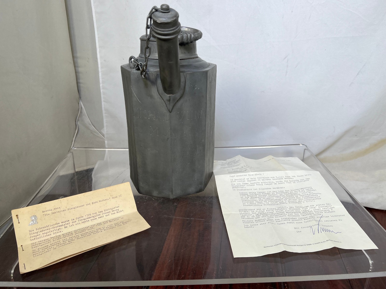 Antique German Pewter Jug Wine Can Or Tea Caddy Canister