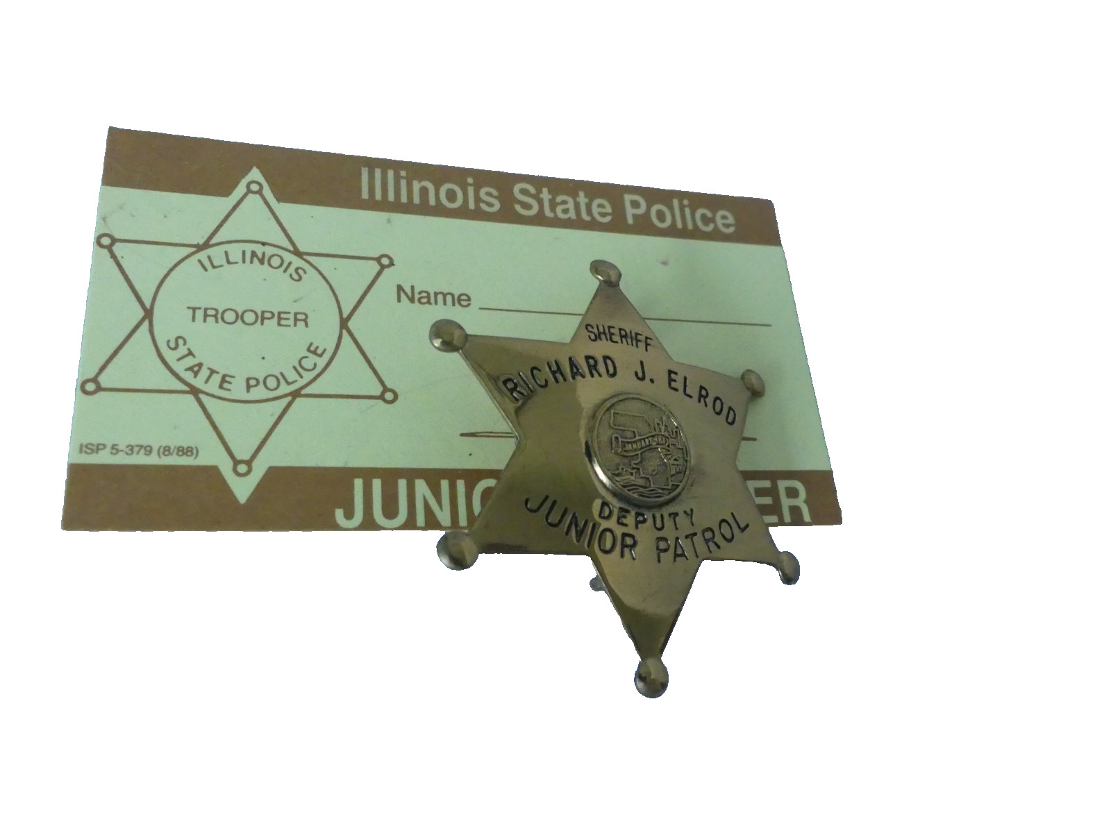 Obsolete Souvenir Junior Deputy Patrol Badge Sheriff Richard Elrod IL vintage