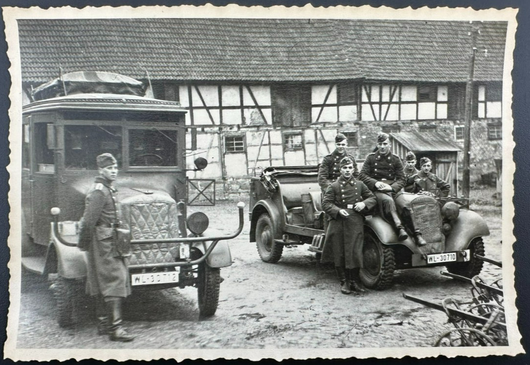 1940\'s WWII Luftwaffe Soldiers With Military Vehicles - Archive Photo