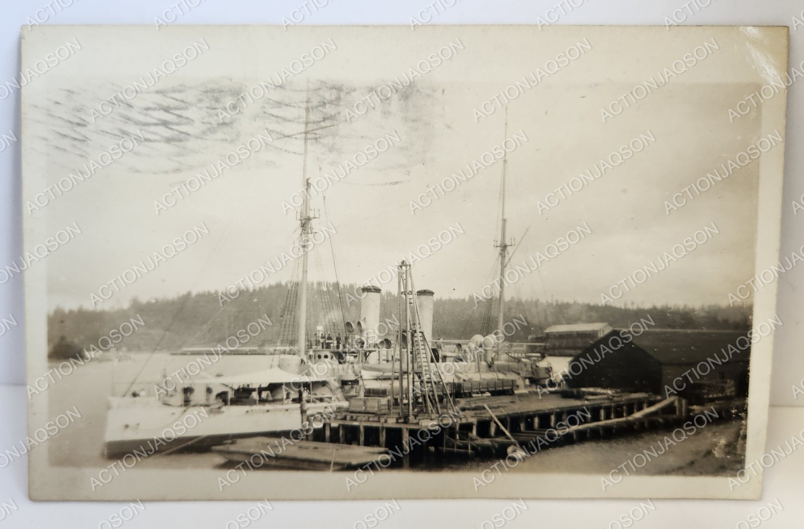 RPPC Marshfield Oregon USS Boston Steel Warship Oregon Naval Militia 1911 Posted