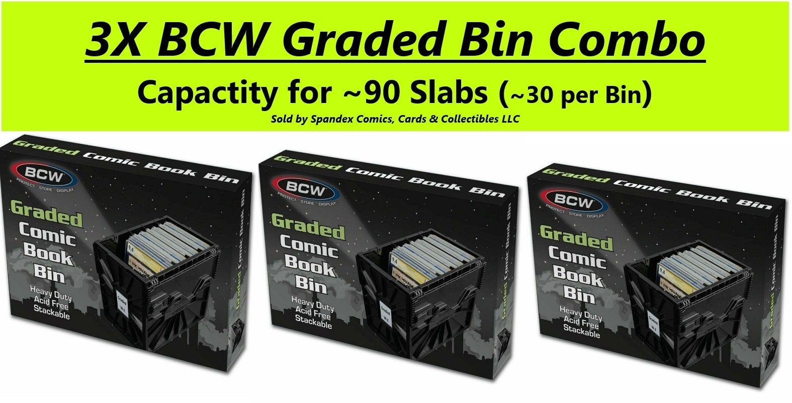 3X BCW Graded Certified Comic Book Storage Plastic Bin Stackable Box Heavy Duty 3X BCW Graded Certified Comic Book Storage Plastic Bin Stackable Box Heavy Duty
