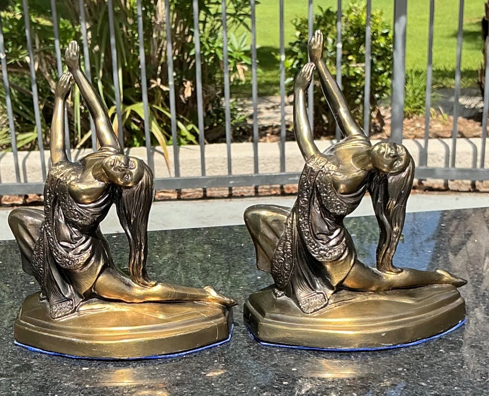antique  K&O bookends, Dance Pose, circa 1932, gray metal