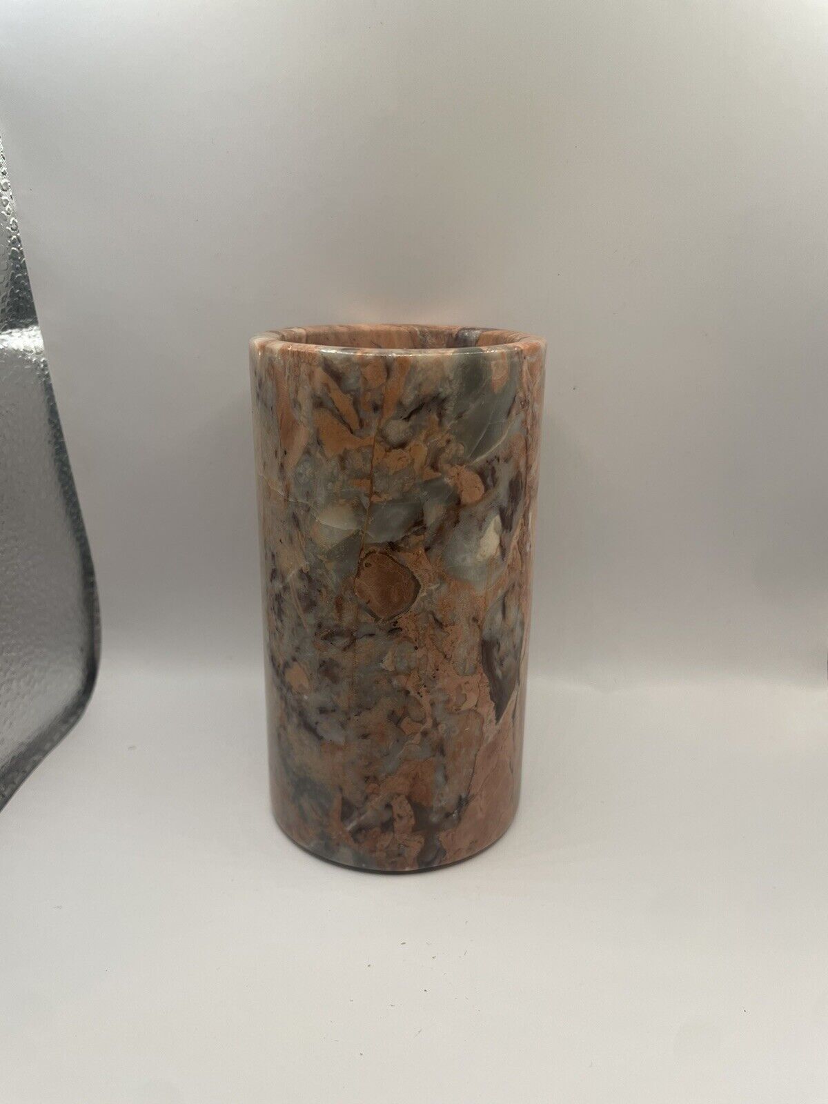 Vintage Mcm Stone Pen Cup Polished Heavy