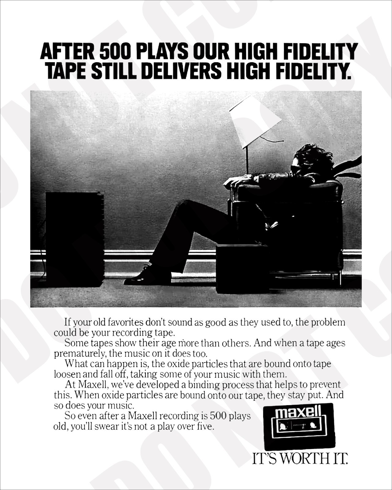 1980s Blown Away Guy Maxell Cassette Tape Commercial Magazine Ad 8x10 Photo