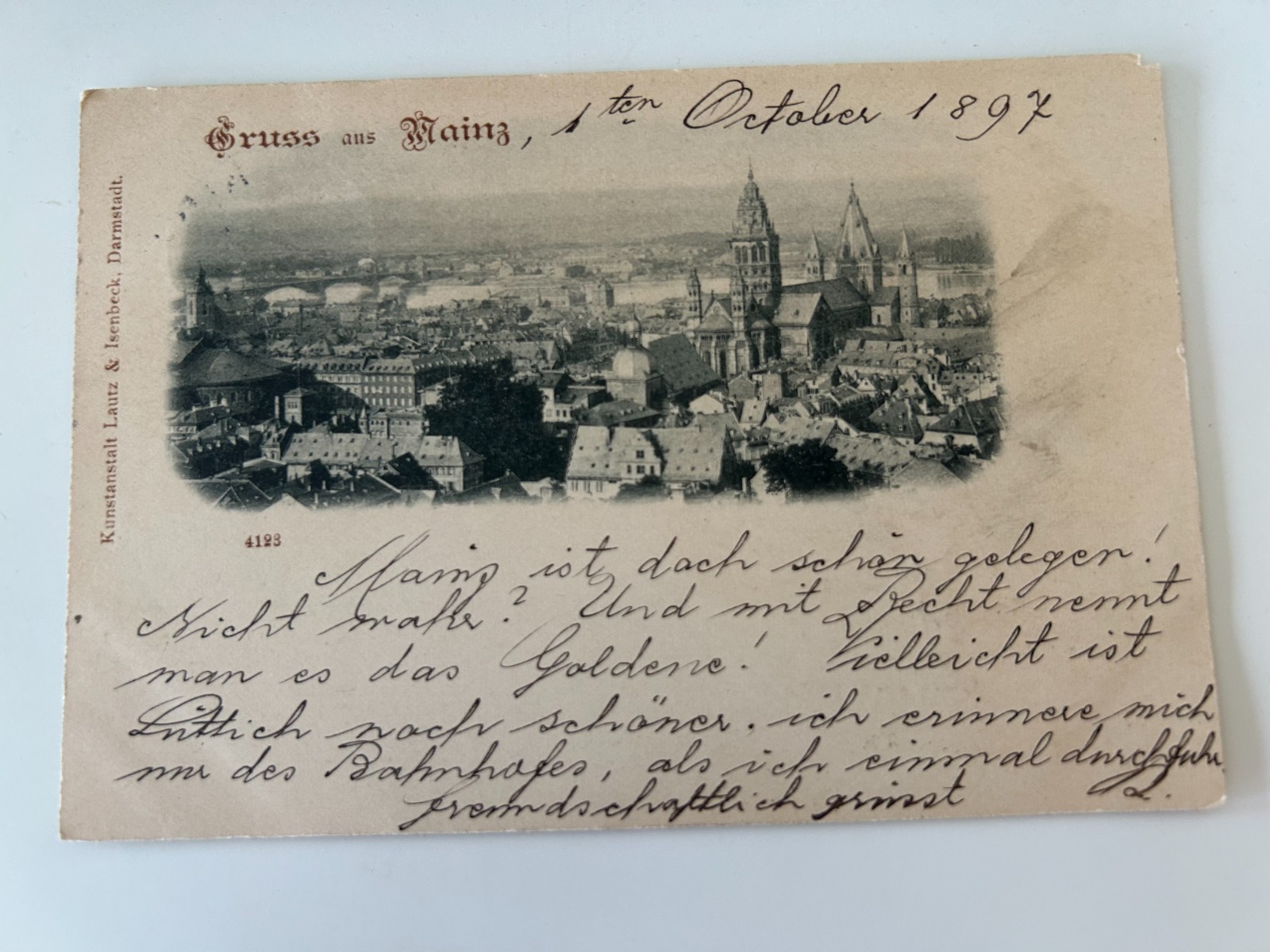 Gruss aus Mainz Germany Panorama View Postcard