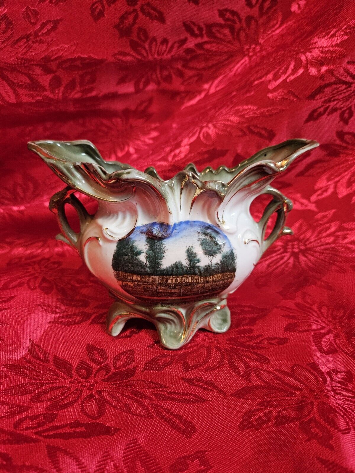 Vintage German Ceramic Vase Exquisite Rococo Styled