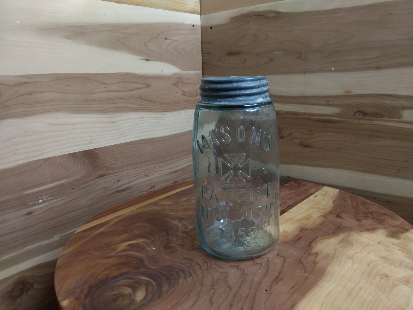 Antique Aqua Blue Glass Mason Jar Patent Nov 30th 1858 Made By Hero Furit Jar...