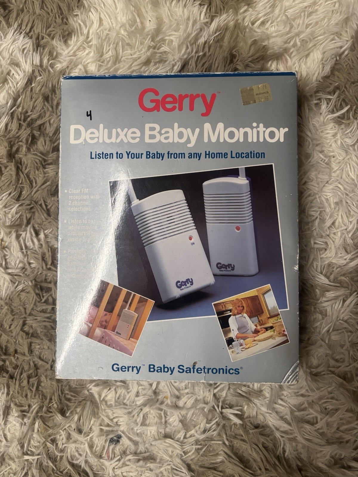 Vintage Gerry Deluxe Baby Monitor 2-Channel FM Baby Safetronics New Sealed Box