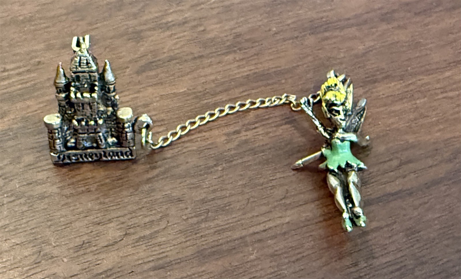 Vintage Disneyland WDP TINKER BELL & CASTLE Enameled Pins / Brooch 60's 