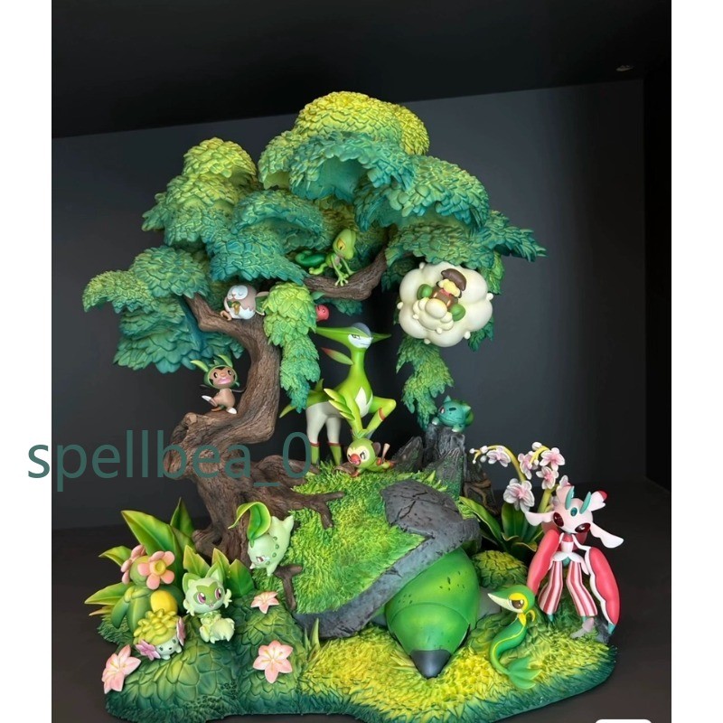 H35CM Chikorita Statue Painted Figure GK Anime Model Collectibles Box Xmas Gift