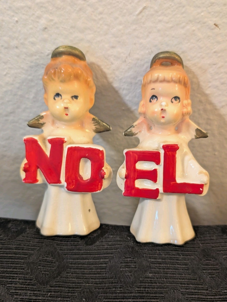 Vintage Brinn Noel Angel Salt & Pepper Shakers Figurines Japan
