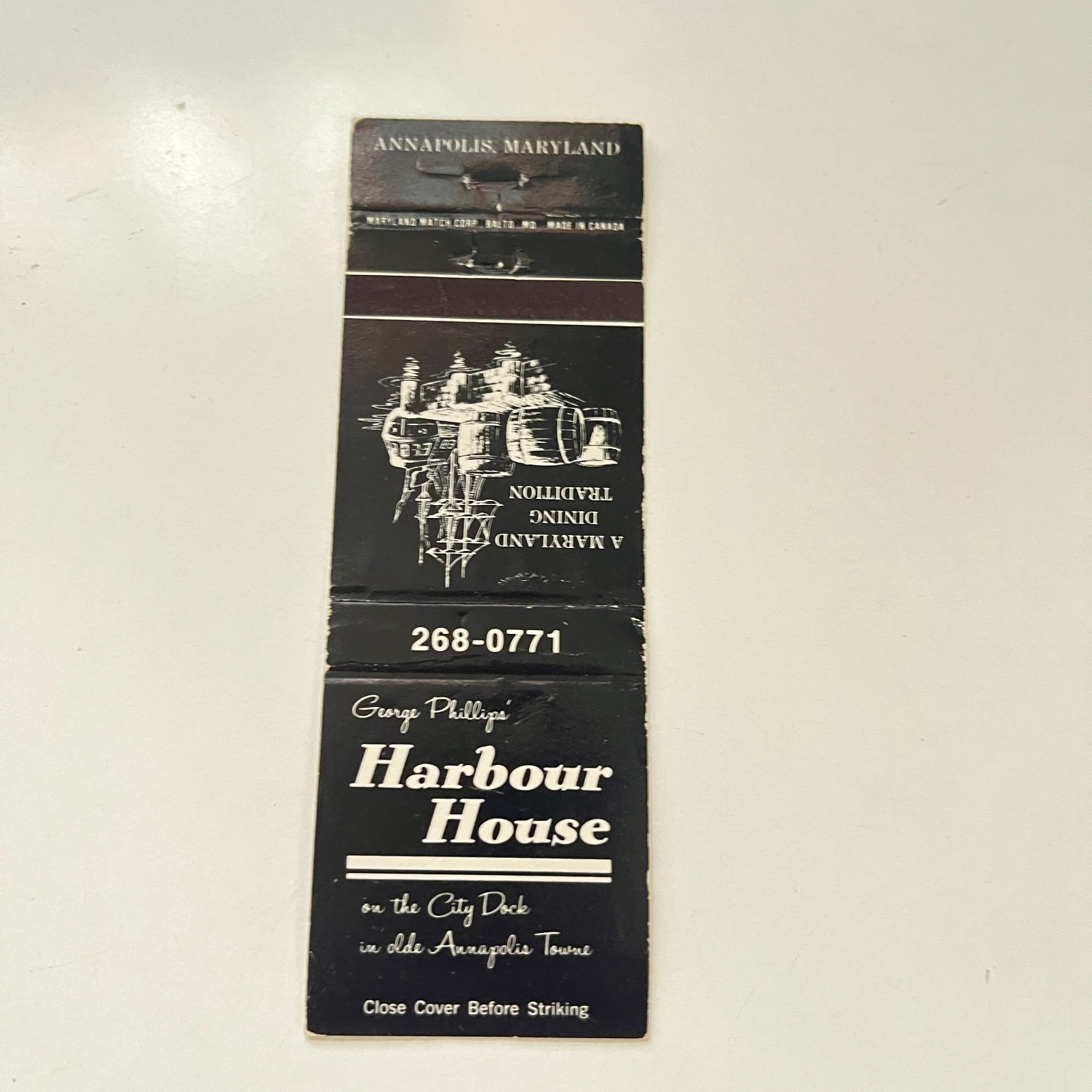 George Phillip\'s Harbour House Annapolis MD Vintage Matchbook Cover TMB66-5