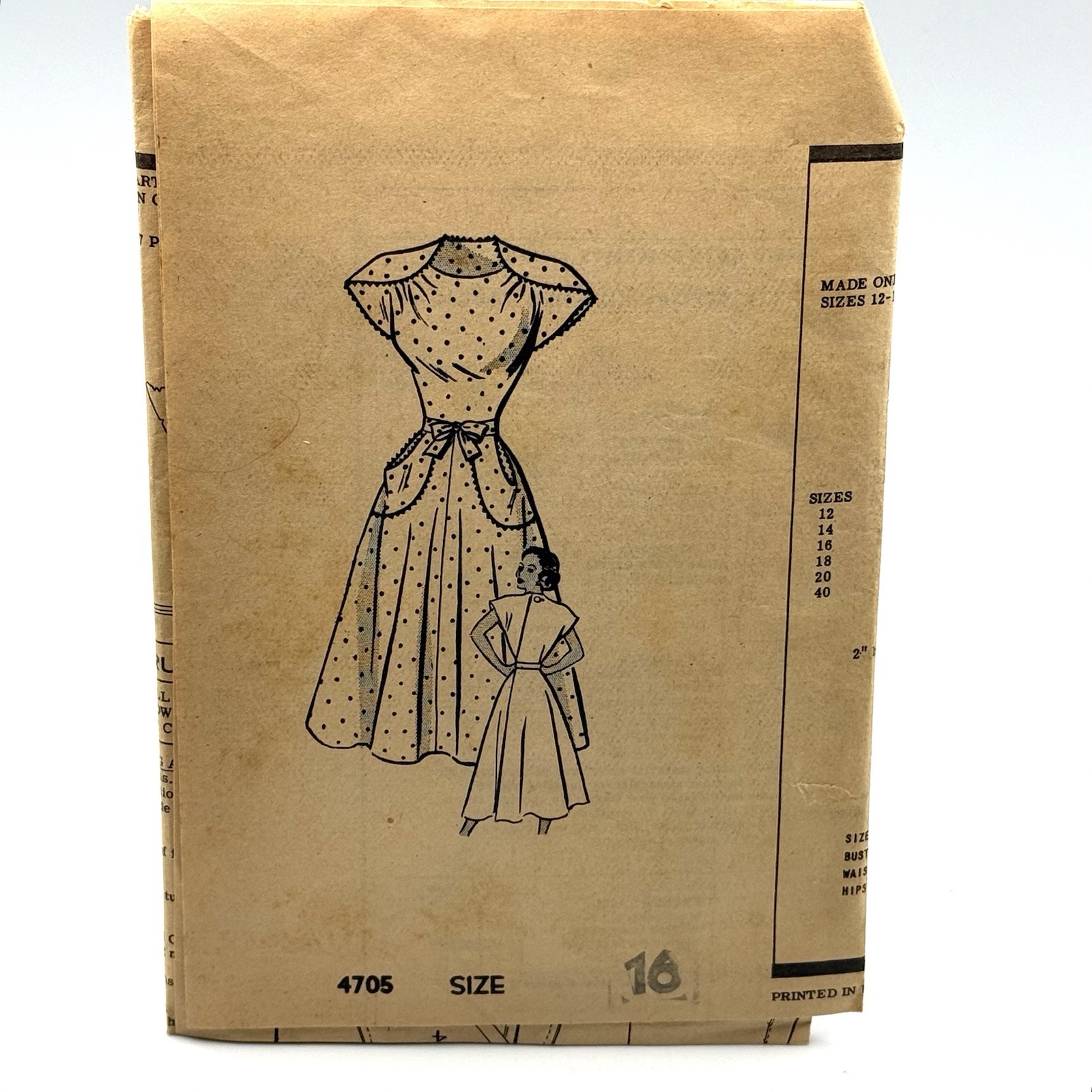 Vintage Marian Martin 4705 Misses Dress Sewing Pattern Size 16 Mail order